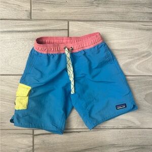 Patagonia Kids Swim Trunks - Blue, Pink, Yellow